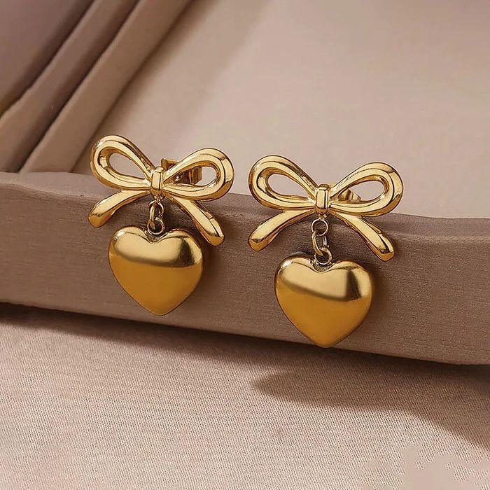 Bow Heart Earrings